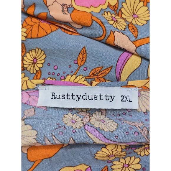 Rusttydustty Floral Raccolta Carta Jumpsuit 2XL Hippie Boho - Picture 4 of 5
